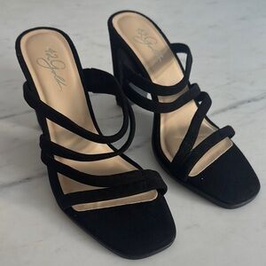 42 GOLD Black Strappy Heels